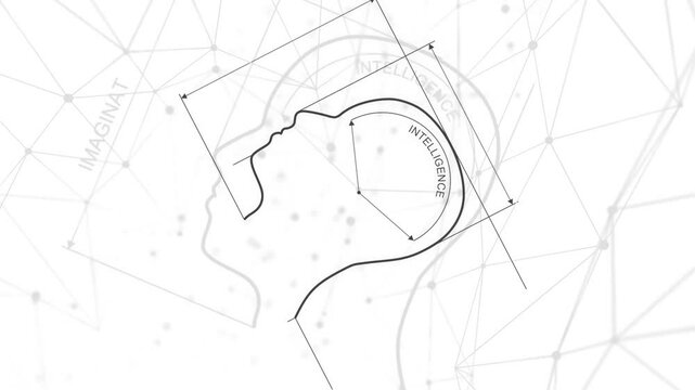 Personal growth and development. Business, psychology and education concept. Human head silhouette with measurement lines