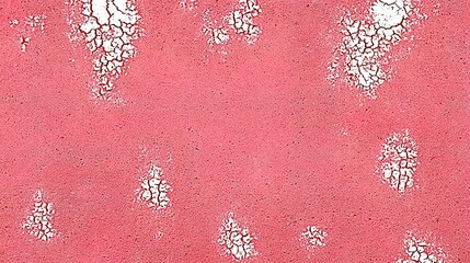 Pink surface with white cracked texture.