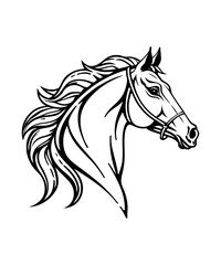 Fototapeta premium Elegant Horse Head Silhouette Vector Illustration for Equestrian Brands, Horse Silhouette Illustration Vector