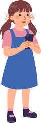Girl Holding Smartphone and Smiling

