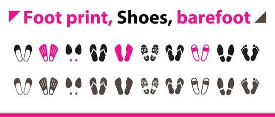 Foot print, Shoes, barefoot
