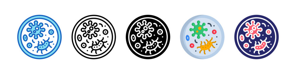 Bacteria Multiple Style Icon Set Collection.