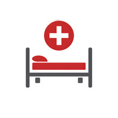 Fototapeta premium Red cross hovers over hospital bed