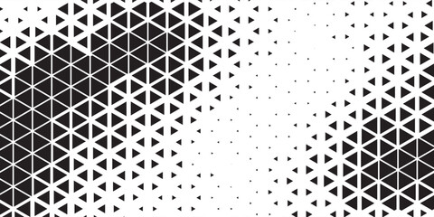 Abstract black triangle geometric pattern background on white background. Halftone triangles pattern. Abstract geometric gradient background. Vector illustration