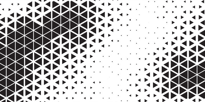 Abstract black triangle geometric pattern background on white background. Halftone triangles pattern. Abstract geometric gradient background. Vector illustration