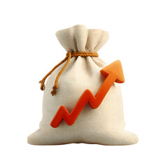 Sack with upwardtrending stock market arrow