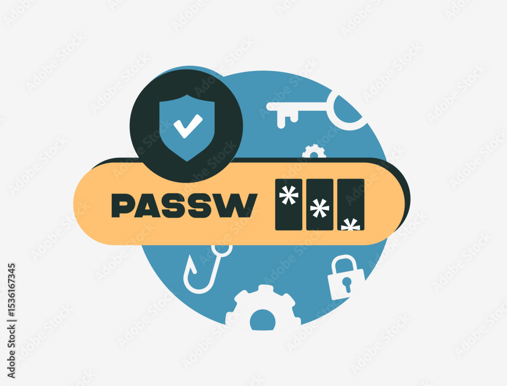 Wall mural password protection and cyber security with phishing. two-factor authentication, data privacy for di