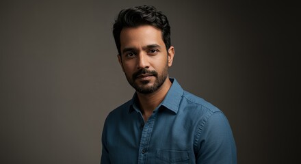 Portrait of a Man, Serious Expression, Studio Shot