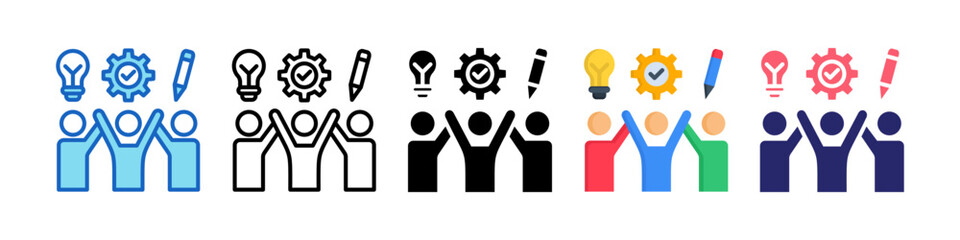 Teamwork Multiple Style Icon Set Collection.