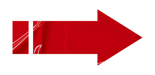 Red crumpled paper arrow isolated on transparent background