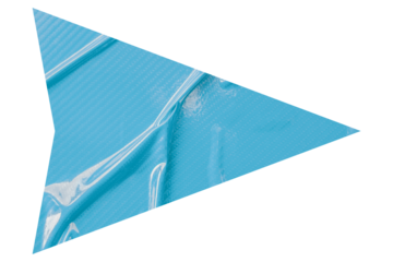 Light blue crumpled paper arrow isolated on transparent background