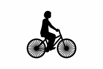 Obraz premium Person on the Bike icon silhouette vector illustration