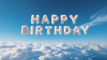 Fototapeta premium Happy Birthday Cloud Message in a Sky of Celebration
