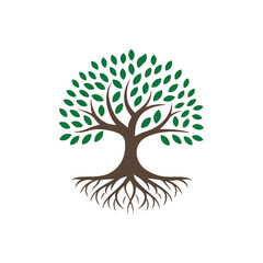 Minimal Tree Logo Set with Roots for Eco and Organic Branding