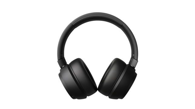Sleek Black Wireless Headphones for Superior Audio Experience Isolated on  transparent background.	
