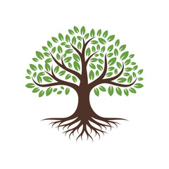 Minimal Tree Logo Set with Roots for Eco and Organic Branding