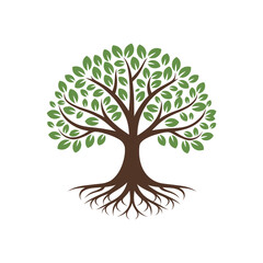 Fototapeta premium Minimal Tree Logo Set with Roots for Eco and Organic Branding