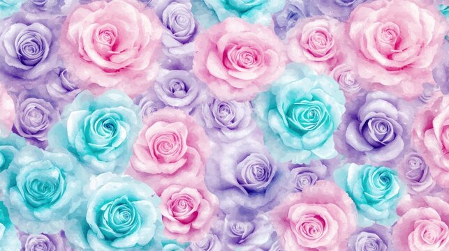 Pastel roses, multicolored,  floral background, digital art