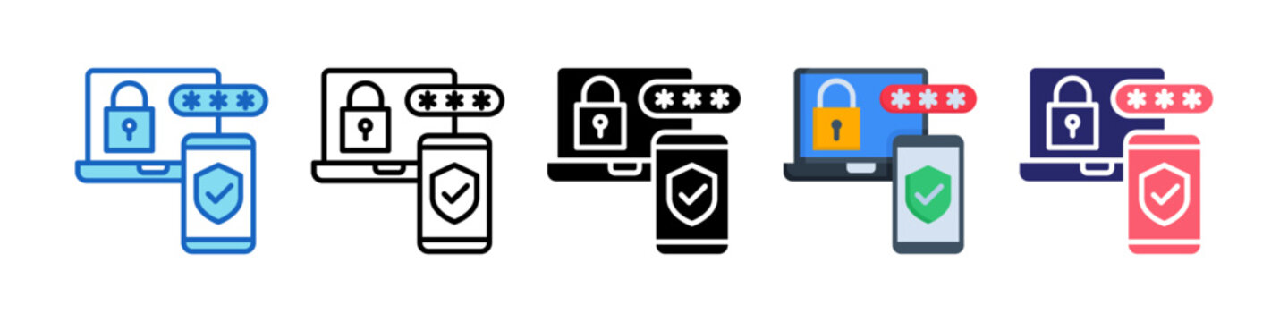 Two Factor Authentication Multiple Style Icon Set Collection.