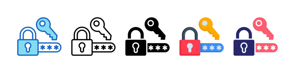 Password Manager Multiple Style Icon Set Collection.