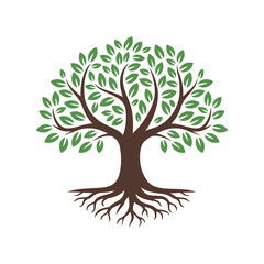 Fototapeta premium Minimal Tree Logo Set with Roots for Eco and Organic Branding