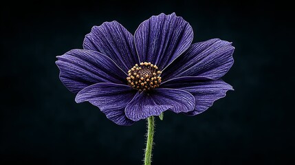 Close-up of a deep purple flower against a dark background.