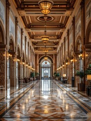 Naklejka premium The luxurious ambiance of a five-star hotel lobby
