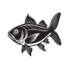 Obraz premium Fish silhouette vector illustration logo sticker