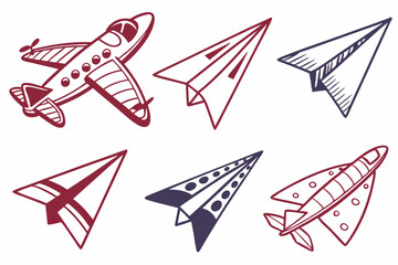 set of Paper Airplane silhouette vector illustration