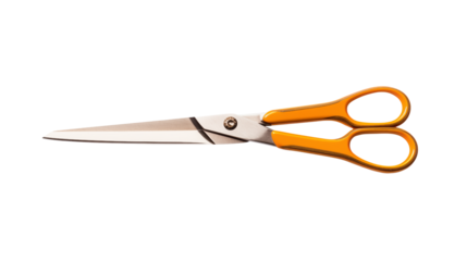 Sharp Orange Scissors  Isolated on  transparent background for Design Projects