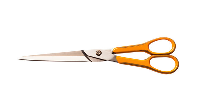 Sharp Orange Scissors  Isolated on  transparent background for Design Projects