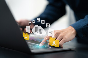 Cloud technology and Transfer file data system relocation or file sharing services concept....