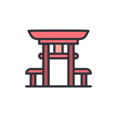 Stylized Vector Graphic Of A Traditional Japanese Torii Gate Symbol