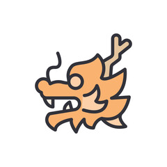 Stylized Golden Dragon Head With A Fierce Expression On Transparent