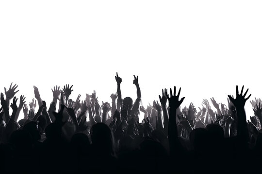 A Crowds Energy Raised Hands in Darkness