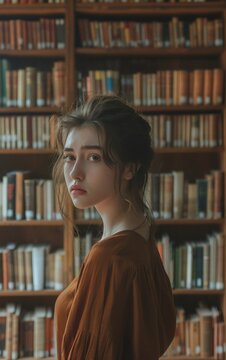 The hesitant reader in front of the bookshelf