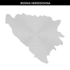Map outline of Bosnia Herzegovina with concentric circular design