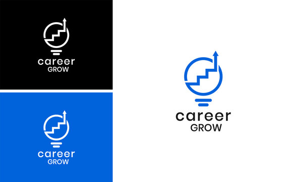 Career Growth Logo Design with Light Bulb and Arrow Symbol Vector for Business Coach Success Opportunity Financial Direction Branding Corporate Identity and Job Inspiration