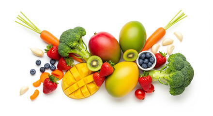 vegetables on a white background