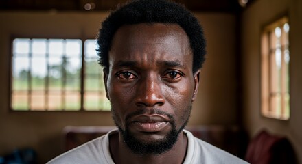 Portrait of a pensive young man, deep in thought, his expression reflecting an internal struggle or contemplation. The image evokes a sense of introspection and quiet strength.