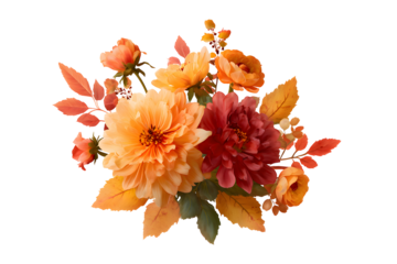 Autumn bouquet on stark black background