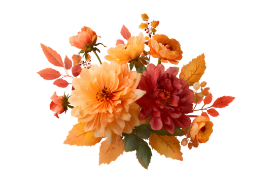 Autumn bouquet on stark black background