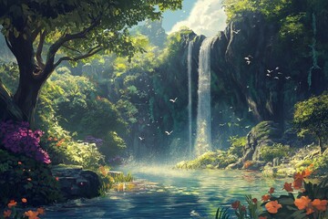 summer scene in fantasy world by generative ai