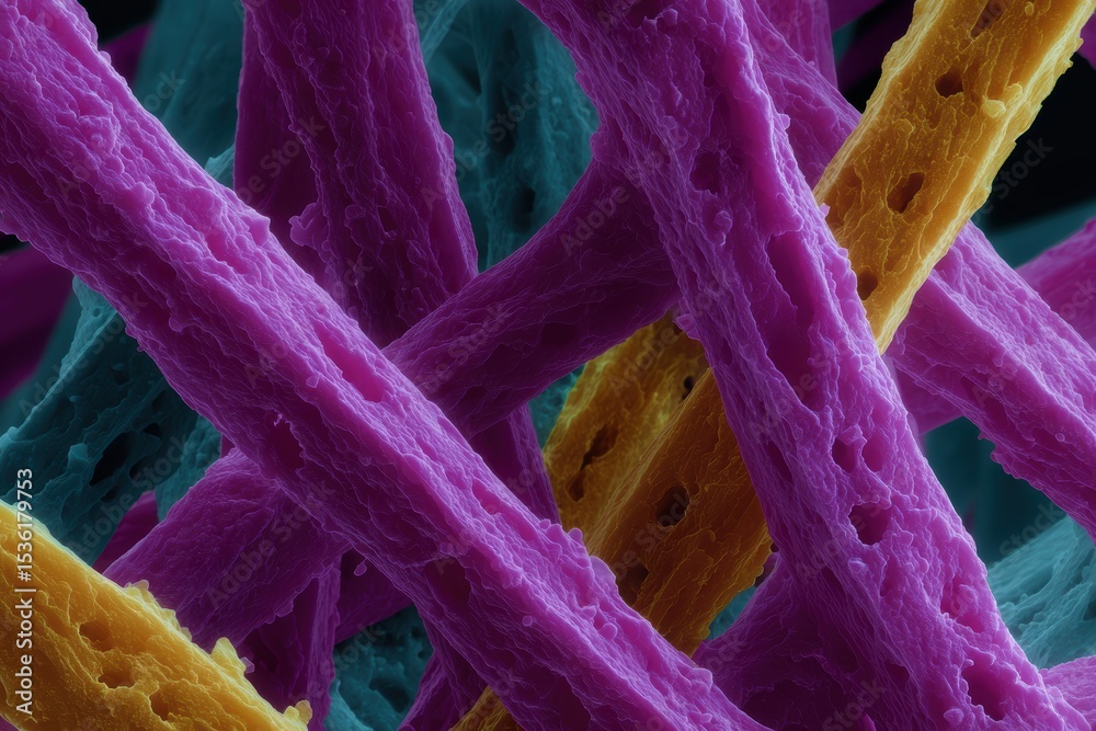Wall mural close-up of crystal lattice structures under electron microscope with vibrant detail