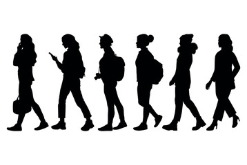 silhouettes of walking people
