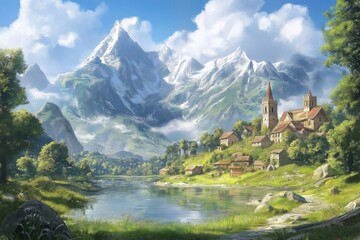 summer scene in fantasy world by generative ai