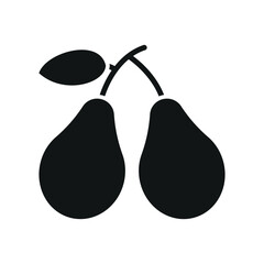 Solid pear icon in glyph style, great for fruit-themed apps and grocery tools.
