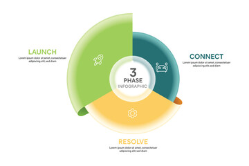 Origami Style Pie Chart Circle Infographic Template With 3 Options, Steps, Parts, Segments. Business Concept. Marketing iInfographic Vector Illustration.