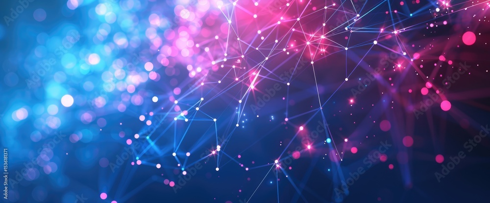 Fototapete abstract digital technology background with glowing connections and global network concept, blue col