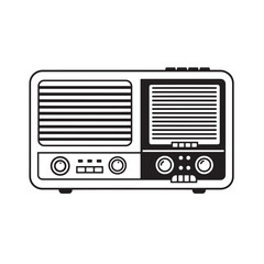 Fototapeta premium Classic retro radio illustration in a bold silhouette with iconic design and detailed outlines perfect for vintage concepts.